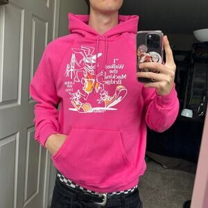 Vintage 80s Mackinac Bridge Michigan Graphic Pink Sweatshirt